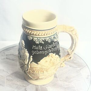Vintage Style German Beer Stein Relief Scene Ceramic Mug With Handle
